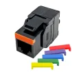 Simply 45 - S45-3500B-25 - Cat5e UTP 180° Black Keystone Jack, Toolless, Dust Cover, w/6-Color Snap-On ID Bars Included. 1ea/Bag, 25/Pack