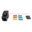 Simply 45 - S45-3500B-25 - Cat5e UTP 180° Black Keystone Jack, Toolless, Dust Cover, w/6-Color Snap-On ID Bars Included. 1ea/Bag, 25/Pack