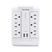 CYBERPOWER - CSP600WSURC2 - 6-Outlet (Swivel) Wall Tap with 1200 Joules, 2 USB 2.4A shared, white