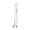 Cyber Power - CSP606U42A - 6-Outlet Surge Protector with 2 USB 2.4A, 900 Joules, 6FT Cord, EMI/RFI Filtering, White
