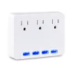 Cyber Power - P3WU - 3 AC Outlet Wall Tap 125V with 4 Lighted 4.2A USB Charging Ports 