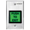 SECO-LARM - SD-7202GC-PEQ - Illuminated green 2" square "PUSH-TO-EXIT" button. Can replace with included "PRESIONE PARA SALIR" message. SPDT switch, 10A@125~250VAC. Stainless-steel single-gang plate. ETL Listed. Conforms to UL Std. 294