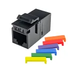Simply 45 - S45-3260B-25 - Cat6 UTP Black Keystone Feed-Thru Coupler - w/6-Color Snap-On ID Bars Included. 1ea/Bag, 25/Pack