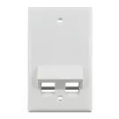 Simply 45 - S45-3202AW - 2 Angled Port White Keystone Wall Plate, Standard, Single Gang, UL - 1EA/BAG