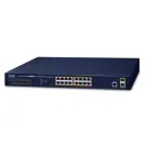 Planet - GS-4210-16P2S - IPv6/IPv4, 16-Port Managed 802.3at PoE+ Gigabit Ethernet Switch + 2-Port 100/1000X SFP (220W PoE budget, supports ERPS Ring, CloudViewer app, MQTT and cybersecurity features)