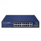 Planet - GSD-2022P - 16-Port 10/100/1000T 802.3at PoE + 2-Port 10/100/1000T + 2-Port 1000X SFP Unmanaged Gigabit Ethernet Switch