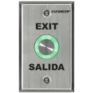 SECO-LARM - SD-6276-SS1Q - Piezoelectric pushbutton. Vandal-resistant, single-gang plate. "EXIT" and "SALIDA" printed on plate. Programmable illumination surrounding the button: red or green.