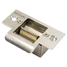 SECO-LARM - SD-991A-D1Q - Mini No-Cut Electric Door Strike. Includes stainless steel no-cut and silver aluminum low-cut strike plates. 12VDC, Fail-secure (door locks when power is lost) operation. Optional bronze(SD-991RA-61Q/B) low-cut faceplate ava