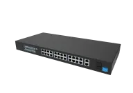 Hanwha - SKY-SW28g-001 - Switch SW28g (24 Port Gigabit PoE+ Switch with 2xUplink and 2xSFP, 802.3af (max 15.4W), 802.3at (max 30W), max power budget 370W, 10/100/1000 Mbps)