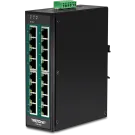 TRENDNET - TI-PG160 - 16-Port Hardened Industrial Gigabit PoE+ DIN-Rail Switch