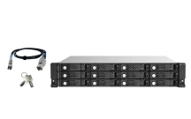 QNAP - TL-R1220Sep-RP-US - 12-bay 2U rackmount SAS 12Gbps JBOD expansion enclosure with SAS expander, 2.5:/3.5" SAS 12Gbps & SAS/SATA 6Gbps drives, 4 x SFF-8644 Mini-SAS HD ports, redundant PSU, without rail kit