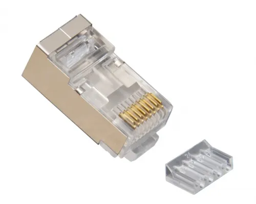 Platinum Tools - 106207C - RJ45 (8P8C) Shielded Cat6 2 pc. Connector w/ Liner, Round Solid, 3-Prong. 50/Clamshell.