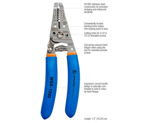 Jonard Tools - WSS-1020 - Stainless Steel Curved Wire Stripper, 10-20 AWG