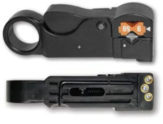 Platinum Tools - 15034C - 3 Level Coax Stripper for RG59/62/6/6Quad. Pkg for Peghook.