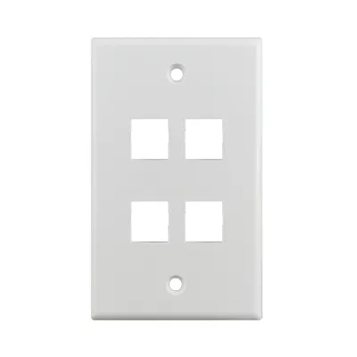 Simply 45 - S45-3204W - 4 Port White Keystone Wall Plate, Standard, Single Gang, UL - 1EA/BAG