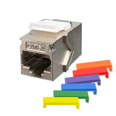 Simply 45 - S45-3275-25 - 10G STP Keystone Feed-Thru Coupler - w/6-Color Snap-On ID Bars Included. 1ea/Bag, 25/Pack