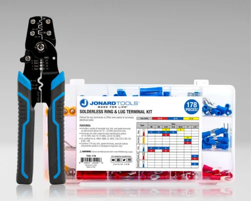 Jonard Tools - TCK-178X - Solderless Ring/Lug Terminal Kit with Crimper