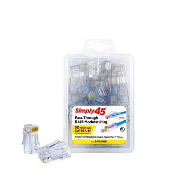 Simply 45 - S45-1501 - Pass Through Blue Tint, Cat5e UTP, 50pc Clamshell 