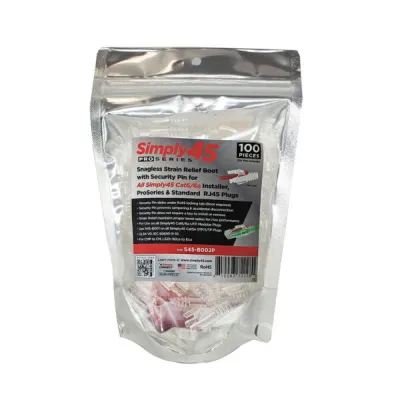 Simply 45 - S45-B002P - PROSeries Strain Relief with RED Locking Pin for all Simpy45 UTP Cat6/Cat6A RJ45 - 100pcs/bag
