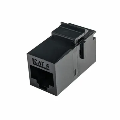 Simply 45 - S45-3260B-25 - Cat6 UTP Black Keystone Feed-Thru Coupler - w/6-Color Snap-On ID Bars Included. 1ea/Bag, 25/Pack