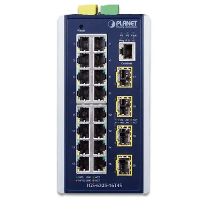 Planet - IGS-6325-16T4S - Industrial L3 16-Port 10/100/1000T + 4-Port 100/1000X SFP Managed Ethernet Switch