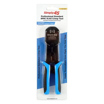 Simply 45 - S45-C200 - Universal (most brands) Standard RJ45 Crimp Tool - UTP RJ45 Mod Plugs - 1 Ea./Blister