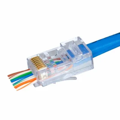Simply 45 - S45-1500P - PROSeries Pass Through Blue Tint - Cat5e UTP with Cap45 - 100pc Jar 