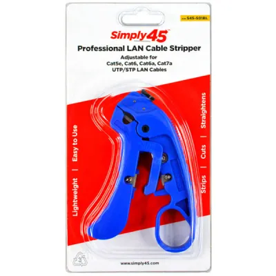 Simply 45 - S45-S01BL - Adjustable Cat7a/6a/6/5e UTP/STP Stripper Blue, 1Ea/Blister