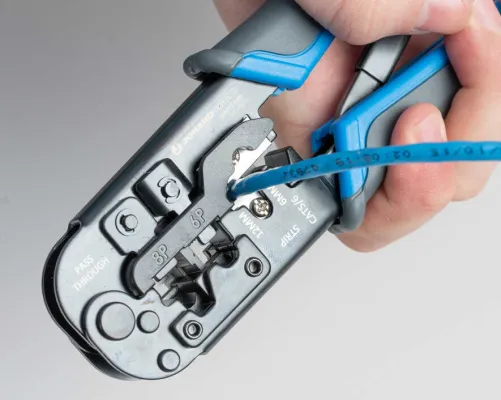Jonard Tools - UC-4569 - 6-In-1 RJ45, RJ11/12 Modular Pass Through Crimping Tool For Cat3, Cat5/5e, And Cat6 Cables
