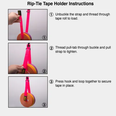 Rip-Tie - TH-H28 - One Inch Wide TapeHolder with Carabiner, 1″ x 28