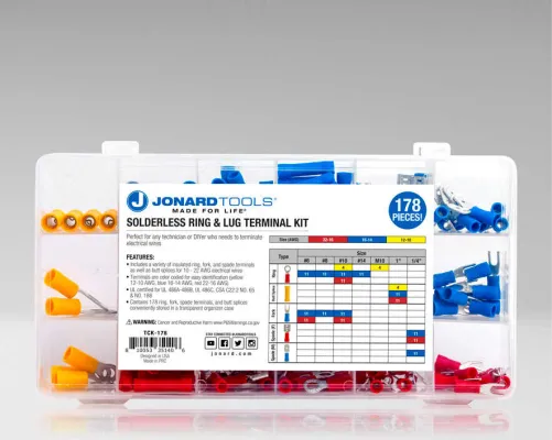 Jonard Tools - TCK-178X - Solderless Ring/Lug Terminal Kit with Crimper
