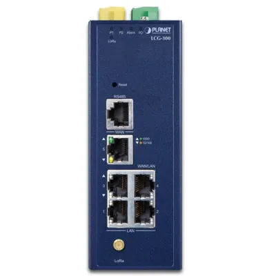 Planet - LCG-300-US - IP30 Industrial IoT LoRaWAN Gateway with 5-Port 10/100/1000T - US915 MHz