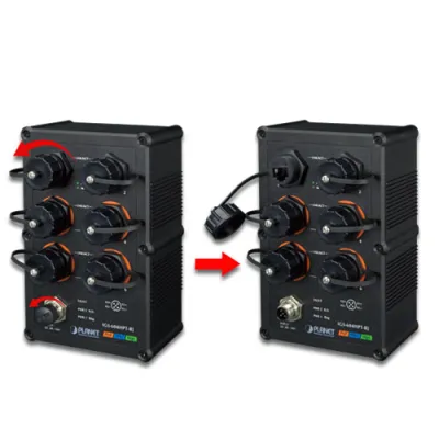 Planet - IGS-604HPT-RJ - Industrial IP67-rated 4-Port 10/100/1000T 802.3at PoE + 2-Port 10/100/1000T Managed Ethernet Switch (-40~75C)
