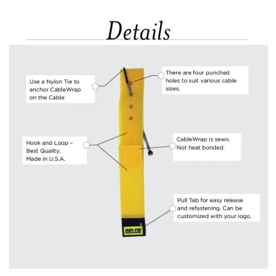 Rip-Tie - H-14-WO - One Inch Wide Original CableWrap with Write-On Pull Tab 1″ x 14