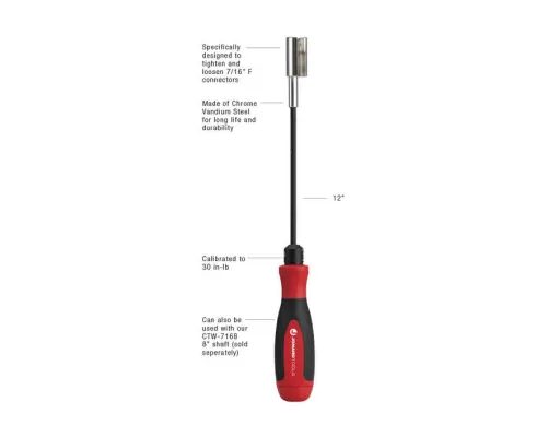 Jonard Tools - CTW-716312 - F Connector Torque Wrench, 30 in-lb, 12"