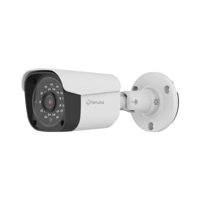Hanwha - ACO-6020R - Wisenet A Series 2MP IR bullet camera, AHD / TVI / CVI / CVBS formats are available, 2MP @ 30 FPS, 3.6mm fixed focal lens, FoV H: 81° / V: 42°, DWDR, IR distance 25m(82 ft), day & night , IP67, IK10, 12VDC, Analog, white.