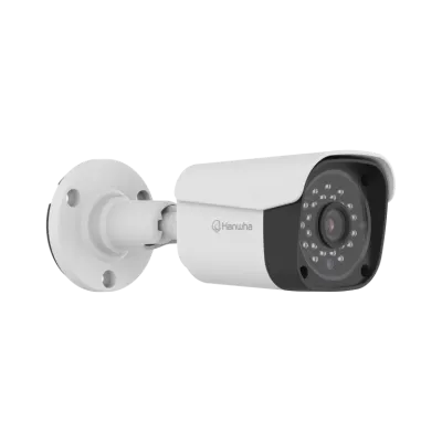 Hanwha - ACO-6020R - Wisenet A Series 2MP IR bullet camera, AHD / TVI / CVI / CVBS formats are available, 2MP @ 30 FPS, 3.6mm fixed focal lens, FoV H: 81° / V: 42°, DWDR, IR distance 25m(82 ft), day & night , IP67, IK10, 12VDC, Analog, white.