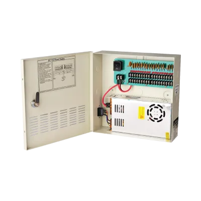 AVYCON - AVA-PSB-12VDH20A-18 - 12VDC, 20 Amp, 18 Channel Power Distribution Box, AC100-240V Free Voltage, UL Listed (Lv.6)