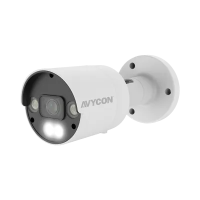AVYCON - AVC-NCB51F28 - 5MP (2592x1944), H.265+ Bullet IP Full Color Camera, True WDR, AI, InfiniteColor™, 5MP@30FPS, Triple Stream, 2.8mm Lens, MicroSD, Onvif, DC12V / PoE, IP67, White