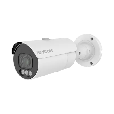 AVYCON - AVC-NCB51M - 5MP (2592x1944), H.265+ Bullet IP Full Color Camera, True WDR, AI, InfiniteColor™, 5MP@30FPS, Triple Stream, 2.7-13.5mm Motorized A/F Lens, MicroSD, Onvif, DC12V / PoE, IP67, White