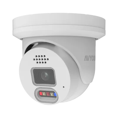 AVYCON - AVC-NDE51F28 - 5MP (2592x1944), H.265+ Turret IP Active Deterrence Full Color Camera, True WDR, AI, InfiniteColor™, 5MP@30FPS, Triple Stream, 2.8mm Lens, MicroSD, Onvif, DC12V / PoE, IP67, White