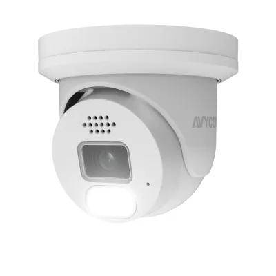 AVYCON - AVC-NDE81F28 - 8MP (3840x2160), H.265+ Turret IP Active Deterrence Full Color Camera, True WDR, AI, InfiniteColor™, 8MP@30FPS, Triple Stream, 2.8mm Lens, MicroSD, Onvif, DC12V / PoE, IP67, White