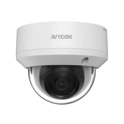 AVYCON - AVC-NDV51F28 - 5MP (2592x1944), H.265+ Vandal Dome IP Active Deterrence Full Color Camera, True WDR, AI, InfiniteColor™, 5MP@30FPS, Triple Stream, 2.8mm Lens, MicroSD, Onvif, DC12V / PoE, IP67, White