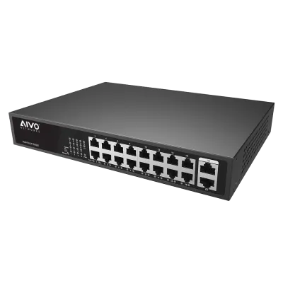 AVYCON - AVN-E16-2P16W250 - 16+2 Port Network Unmanaged 10/100 PoE Switch with Long Distance CCTV mode for channels 9~16 (up to 820ft), AC100-240V / 250W