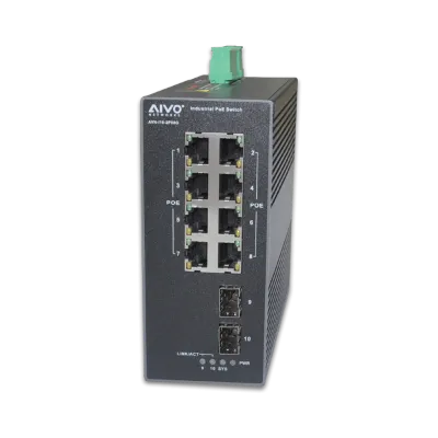 AVYCON - AVN-I10-2P08G - 8 Ports Gigabit Industrial POE Switch with 2 Gigabit SFP Uplink Ports