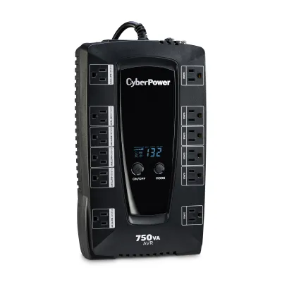 CYBERPOWER - AVRG750LCD - 750VA/450W, Simulated Sine Wave, NEMA 5-15P, 5 ft cord, 12 (6 surge, 6 surge + battery backup), PowerPanel Personal Edition software, 3 year warranty