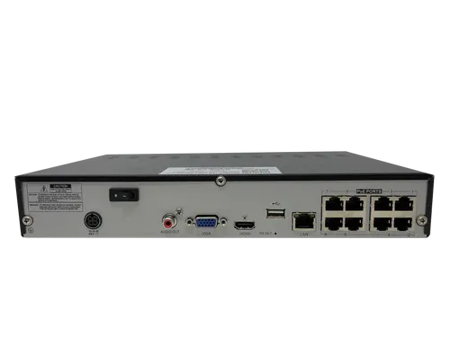 BOLIDE - BK-NVR8 - 8-Channel 4K H.265 NVR with 8-Port Built-in POE, Supports Up to 4K Cameras, 76Mbps Throughput, 4K Output, HDMI, VGA, 1 Hard Drive Bay Up to 12TB, NDAA Compliant, iPac AI Enabled