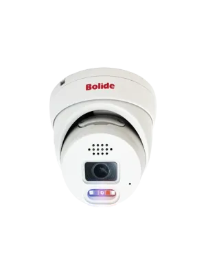 BOLIDE - BN8019AD - H.265 5MP 2.8mm Fixed Lens IP67 Full Color Active Deterrent Camera, Color At Night Warmlight Up to 65 Feet, Two-Way Audio ( Built-in Speaker and Mic ), MicroSD Slot Up to 256GB, Active Deterrent Red and Blue Lights, POE, 12VDC, , 