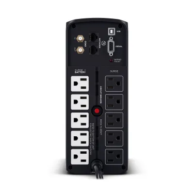 CYBERPOWER - BRG1000AVRLCD - 1000VA/600W Line Interactive UPS, Mini-tower, 10 Outlets, AVR, LCD, USB Charge Ports, Serial/USB, 5 Yr Warranty