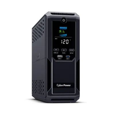 CYBERPOWER - BRG1500AVRLCD2 - 1500VA/900W Line Interactive UPS, Mini-tower, 12 Outlets, AVR, LCD, USB Charging, 5 Yr Warranty